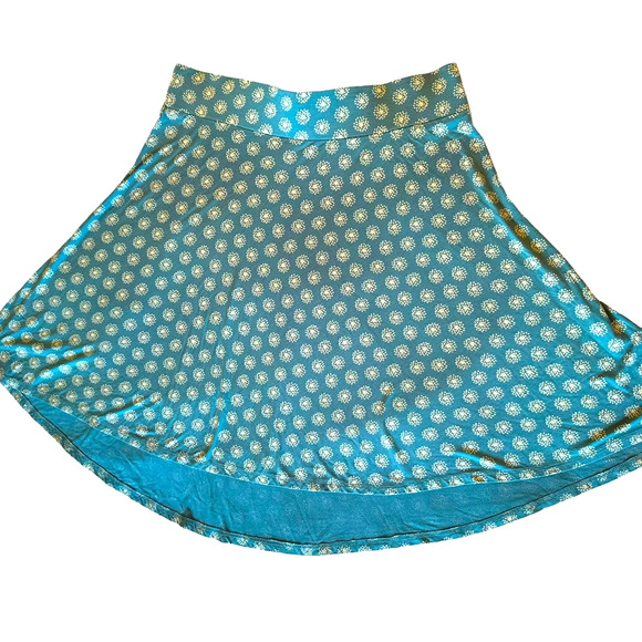 Ann Taylor - Teal-blue Floral A-Line Comfort Waist Mini Skirt, Size Small - Picture 1 of 8